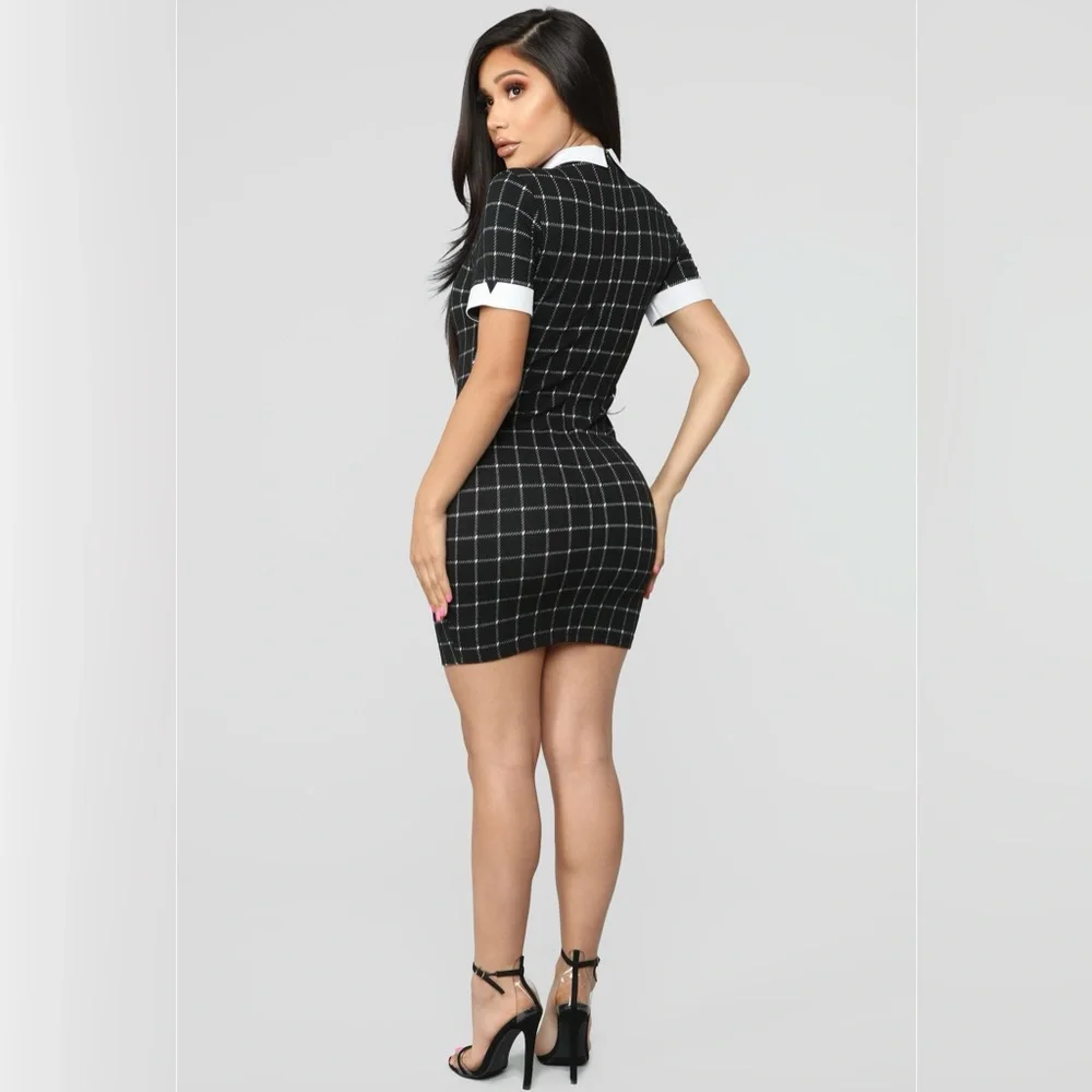 Collared Check Mini Dress - Picture 4 of 4